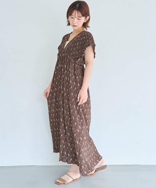 mil(ミル)の「小花柄 シャーリングワンピース【587232】(ワンピース・レディース・ブラウン/ブラック・S/XS)」の14枚目の写真