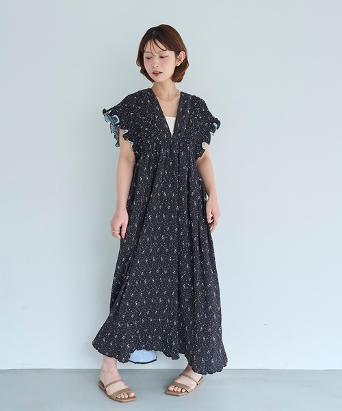 mil(ミル)の「小花柄 シャーリングワンピース【587232】(ワンピース・レディース・ブラウン/ブラック・S/XS)」の21枚目の写真
