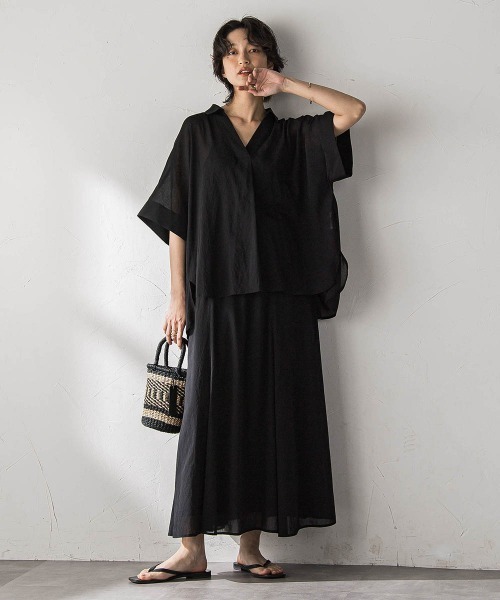 MAYSON GREY(メイソングレイ)の「麻調シアーセミフレアスカート(スカート・レディース・ブラック/ベージュ/ブラウン・M)」の16枚目の写真