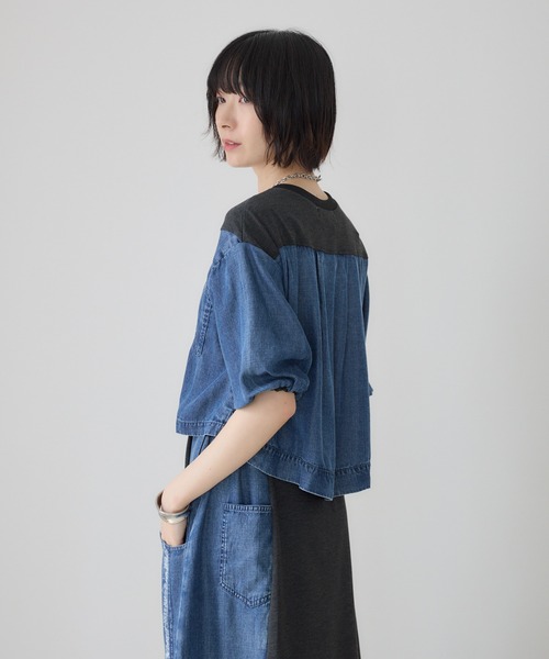 Paradise Picnic(パラダイスピクニック)の「33℃【接触冷感/UVカット】デニム切替ドロストワンピース(ワンピース・レディース・チャコールグレー/グレー・FREE)」の18枚目の写真
