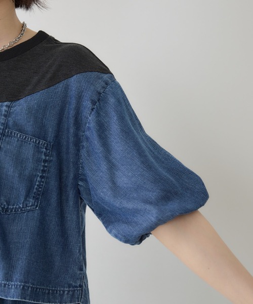 Paradise Picnic(パラダイスピクニック)の「33℃【接触冷感/UVカット】デニム切替ドロストワンピース(ワンピース・レディース・チャコールグレー/グレー・FREE)」の3枚目の写真