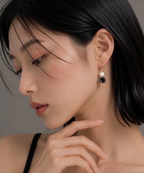 MIMILINE｜ミミラインのピアス（両耳用）（ブラック/黒色系）通販