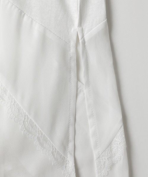 COCOMOMO(ココモモ)の「アシンメトリーレースTシャツ 裾レース トップス 半袖 Tシャツ アシンメトリー レース カットソー Vネック レースTシャツ インナー レイヤードトップス 夏服(Tシャツ/カットソー・レディース・ブラック/ホワイト・FREE)」の20枚目の写真