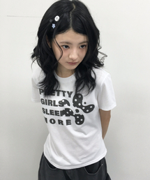 スローガンロゴレタリングスリムフィット半袖Tシャツホワイト