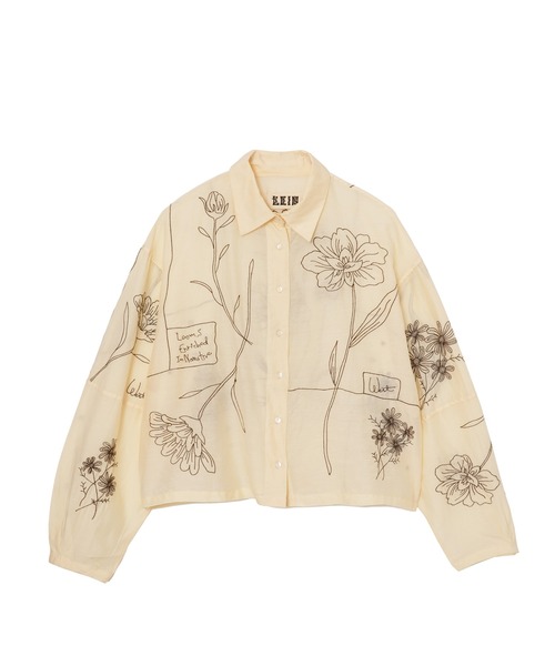 【未使用】MAHAL 定価3.7万 ボタニカル刺繍 コットンシャツ 2025SS セール】コットンシルクボタニカル刺繍シャツ（シャツ/ブラウス