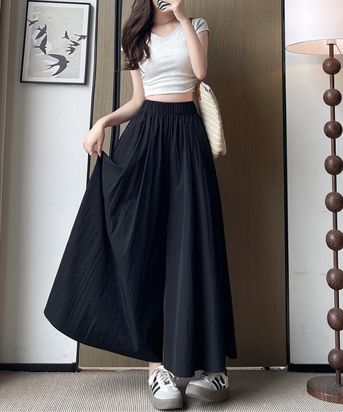 DAY CLOSET(デイ クローゼット)の「【ウエスト幅広ゴム/タック入り】スカートライクなボリューム感。イージー ガウチョ パンツ レディース(その他パンツ・レディース・ベージュ/ライトブルー/ブラック/グレー/グレイッシュベージュ/ピンク系その他・S/M/L)」の14枚目の写真