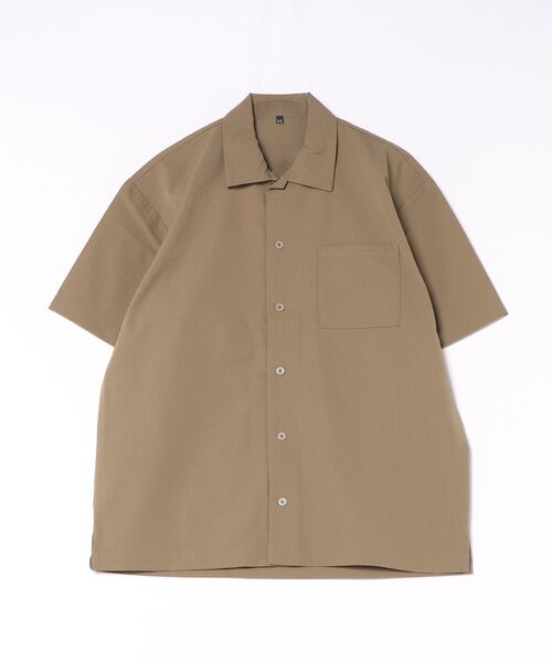 HAUS(ハウス)の「【HAUS】シアサッカーストレッチショートスリーブシャツ TMS-6623(シャツ/ブラウス・メンズ・ネイビー/ブラック/ベージュ/カーキ・M/LL/L)」の1枚目の写真