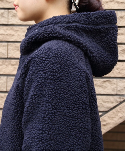 GYMPHLEX(ジムフレックス)の「Gymphlex/ジムフレックス ボアフーデッドジャケット BOA HOODED JACKET J-1185 BOA(ブルゾン・レディース・ネイビー/ライトベージュ/ヘザーグレー・16)」の5枚目の写真