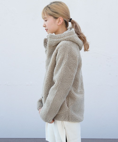 GYMPHLEX(ジムフレックス)の「Gymphlex/ジムフレックス ボアフーデッドジャケット BOA HOODED JACKET J-1185 BOA(ブルゾン・レディース・ネイビー/ライトベージュ/ヘザーグレー・16)」の16枚目の写真