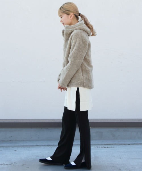 GYMPHLEX(ジムフレックス)の「Gymphlex/ジムフレックス ボアフーデッドジャケット BOA HOODED JACKET J-1185 BOA(ブルゾン・レディース・ネイビー/ライトベージュ/ヘザーグレー・16)」の19枚目の写真