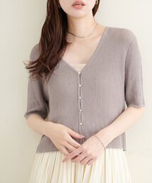 natural couture | 針抜き半袖ハート釦カーディガン(カーディガン/ボレロ)