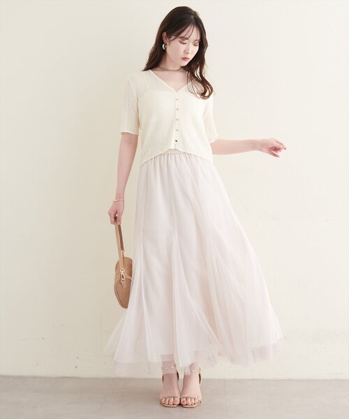 natural couture(ナチュラルクチュール)の「針抜き半袖ハート釦カーディガン(カーディガン/ボレロ・レディース・ブラック/オフホワイト/ピンク/ボルドー/モカ・FREE)」の9枚目の写真
