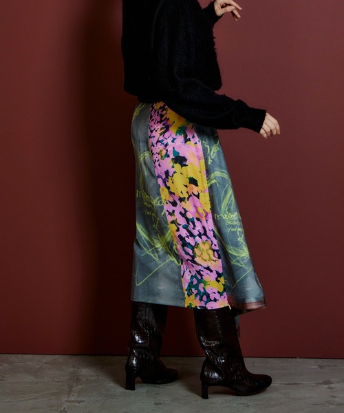 MAISON SPECIAL(メゾンスペシャル)の「Drawing Scarf Skirt/ドローイングスカーフスカート(スカート・レディース・ブラック/マルチ・36/38)」の7枚目の写真