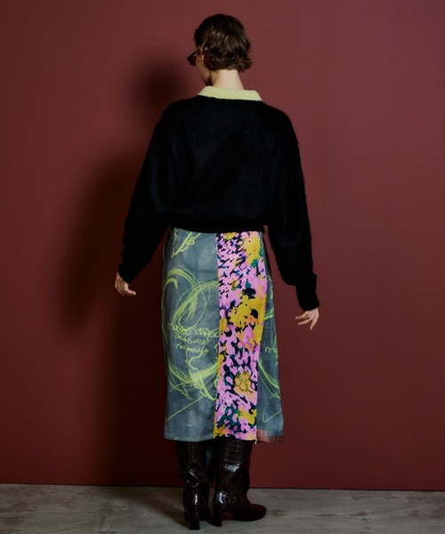 MAISON SPECIAL(メゾンスペシャル)の「Drawing Scarf Skirt/ドローイングスカーフスカート(スカート・レディース・ブラック/マルチ・36/38)」の8枚目の写真