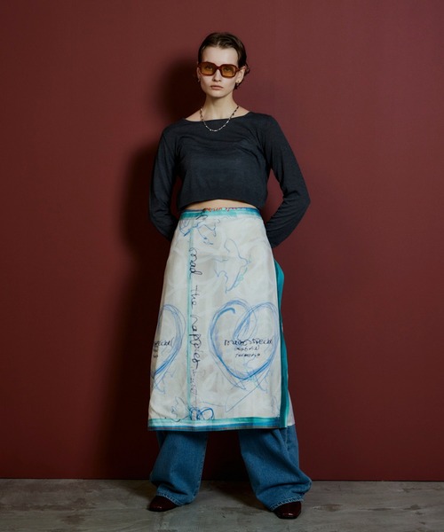 MAISON SPECIAL(メゾンスペシャル)の「Drawing Scarf Skirt/ドローイングスカーフスカート(スカート・レディース・ブラック/マルチ・36/38)」の14枚目の写真