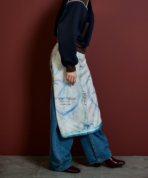 MAISON SPECIAL(メゾンスペシャル)の「Drawing Scarf Skirt/ドローイングスカーフスカート(スカート・レディース・ブラック/マルチ・36/38)」の18枚目の写真