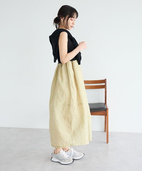CRAFT STANDARD BOUTIQUE（クラフトスタンダードブティック）の「カット×フクレジャガードフレアワンピース（ワンピース・レディース・オリーブ/ブラック/ホワイト・M/L）」の13枚目の写真