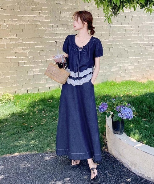 FAVORITO(ファヴォリート)の「デニムトップススカートセットアップ(セットアップ・レディース・ブルー・XL/L/M/S)」の3枚目の写真