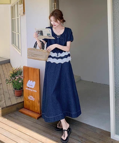 FAVORITO(ファヴォリート)の「デニムトップススカートセットアップ(セットアップ・レディース・ブルー・XL/L/M/S)」の14枚目の写真