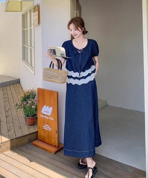FAVORITO(ファヴォリート)の「デニムトップススカートセットアップ(セットアップ・レディース・ブルー・XL/L/M/S)」の15枚目の写真