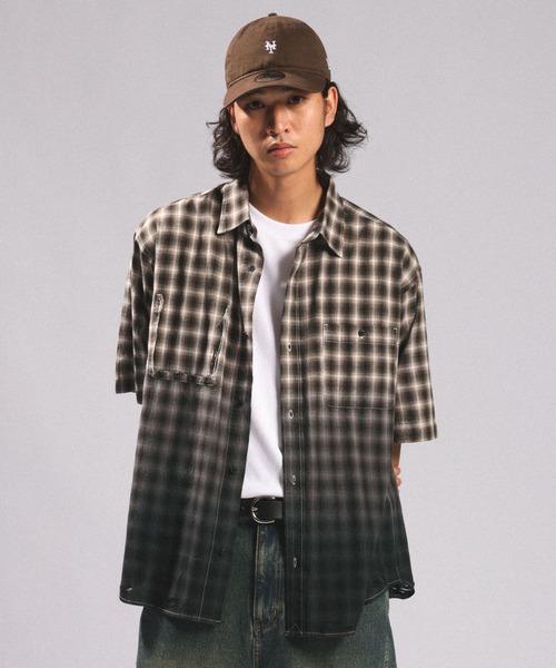 RAGEBLUE(レイジブルー)の「GRADATION CHECK OVERSIZED SHIRTS/グラデーションチェック/オーバーサイズシャツ(シャツ/ブラウス・メンズ・ブラウン系その他/ブラック系その他/ブルー系その他・LARGE/MEDIUM)」の6枚目の写真