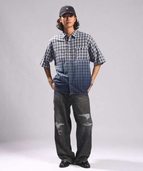 RAGEBLUE(レイジブルー)の「GRADATION CHECK OVERSIZED SHIRTS/グラデーションチェック/オーバーサイズシャツ(シャツ/ブラウス・メンズ・ブラウン系その他/ブラック系その他/ブルー系その他・LARGE/MEDIUM)」の18枚目の写真