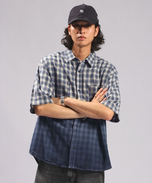 RAGEBLUE(レイジブルー)の「GRADATION CHECK OVERSIZED SHIRTS/グラデーションチェック/オーバーサイズシャツ(シャツ/ブラウス・メンズ・ブラウン系その他/ブラック系その他/ブルー系その他・LARGE/MEDIUM)」の21枚目の写真