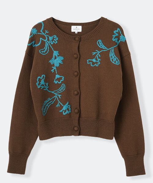 LANVIN en Bleu(ランバンオンブルー)の「エンブロイダリーニットカーディガン(カーディガン/ボレロ・レディース・ブラウン/オフホワイト・38)」の1枚目の写真