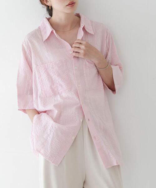 URBAN RESEARCH Sonny Label(アーバンリサーチサニーレーベル)の「コットンサッカーオーバーシャツ(シャツ/ブラウス・レディース・ホワイト/ブラック/ライトピンク・FREE)」の15枚目の写真