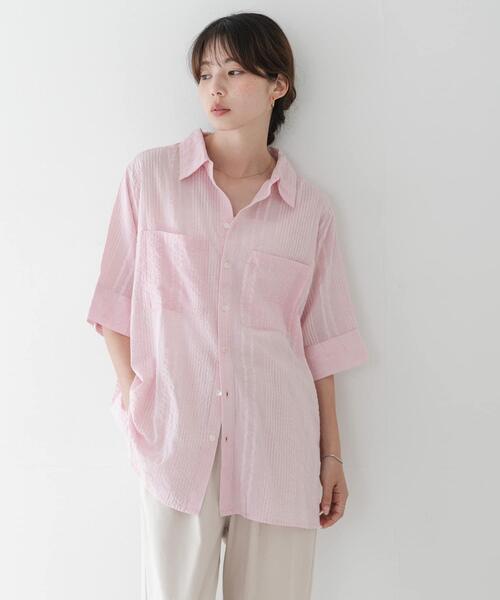 URBAN RESEARCH Sonny Label(アーバンリサーチサニーレーベル)の「コットンサッカーオーバーシャツ(シャツ/ブラウス・レディース・ホワイト/ブラック/ライトピンク・FREE)」の14枚目の写真