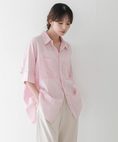 URBAN RESEARCH Sonny Label(アーバンリサーチサニーレーベル)の「コットンサッカーオーバーシャツ(シャツ/ブラウス・レディース・ホワイト/ブラック/ライトピンク・FREE)」の13枚目の写真