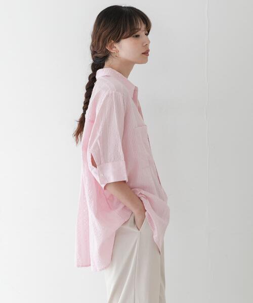 URBAN RESEARCH Sonny Label(アーバンリサーチサニーレーベル)の「コットンサッカーオーバーシャツ(シャツ/ブラウス・レディース・ホワイト/ブラック/ライトピンク・FREE)」の12枚目の写真