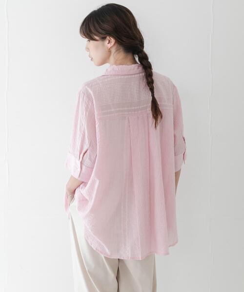 URBAN RESEARCH Sonny Label(アーバンリサーチサニーレーベル)の「コットンサッカーオーバーシャツ(シャツ/ブラウス・レディース・ホワイト/ブラック/ライトピンク・FREE)」の11枚目の写真