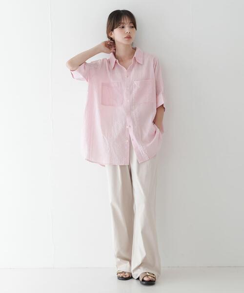 URBAN RESEARCH Sonny Label(アーバンリサーチサニーレーベル)の「コットンサッカーオーバーシャツ(シャツ/ブラウス・レディース・ホワイト/ブラック/ライトピンク・FREE)」の10枚目の写真