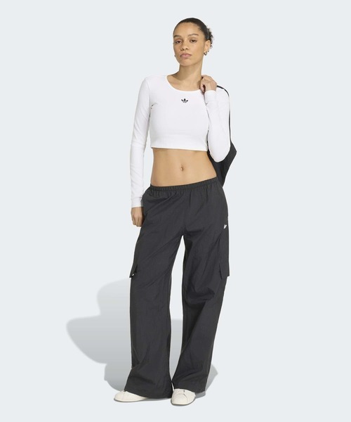 adidas（アディダス）の「エッセンシャルズ リブ クロップド 長袖Tシャツ / ロンT / アディダスオリジナルス adidas Originals（Tシャツ/カットソー・レディース・ホワイト・LARGE/3XL/XX-LARGE/X-SMALL/SMALL/MEDIUM/X-LARGE）」の5枚目の写真