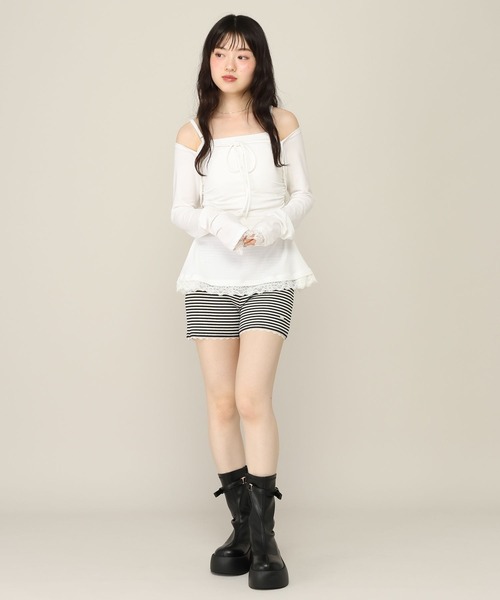 Heather（ヘザー）の「レース付きタイトカットショートパンツ　1057348（その他パンツ・レディース・グレー系その他/ブラック系その他/ブラック・FREE）」の5枚目の写真