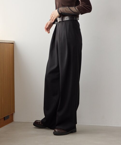 gemeil(ジェムイル)の「【再々予約スタート!】 タックワイドパンツ(MA-002)(スラックス・レディース・ブラウン/ブラック・SHORT/TM)」の5枚目の写真