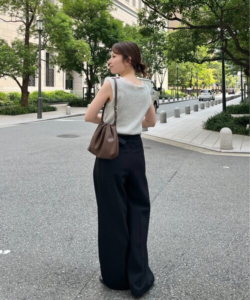 gemeil(ジェムイル)の「【再々予約スタート!】 タックワイドパンツ(MA-002)(スラックス・レディース・ブラウン/ブラック・SHORT/TM)」の10枚目の写真