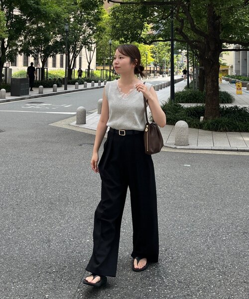 gemeil(ジェムイル)の「【再々予約スタート!】 タックワイドパンツ(MA-002)(スラックス・レディース・ブラウン/ブラック・SHORT/TM)」の11枚目の写真