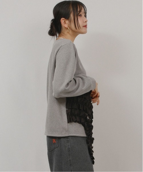 palm RICHE(ポームリシュ)の「フリルドッキングT(Tシャツ/カットソー・レディース・オフホワイト/ブラック/グレー・M)」の14枚目の写真