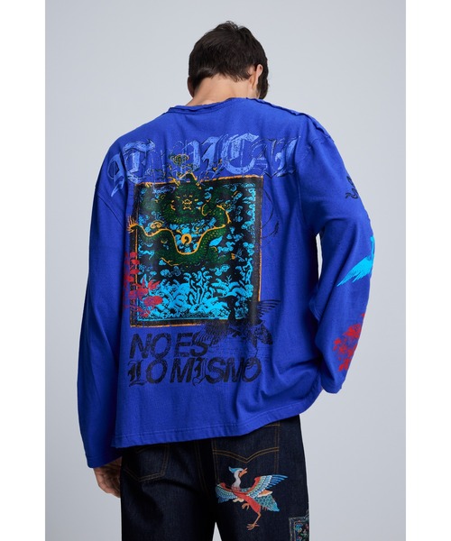 Desigual(デシグアル)の「ドラゴン刺繍プリント長袖プルオーバー(Tシャツ/カットソー・メンズ・ブルー・S/M/L/XL)」の3枚目の写真