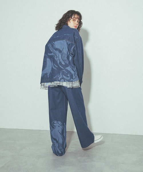 niko and...(ニコアンド)の「モチーフデニムブルゾン by MAO KAWASAKI(ブルゾン・レディース・ライトブルー/ブルー・MEDIUM/LARGE)」の15枚目の写真