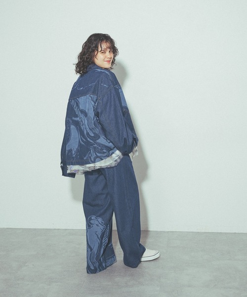 niko and...(ニコアンド)の「モチーフデニムブルゾン by MAO KAWASAKI(ブルゾン・レディース・ライトブルー/ブルー・MEDIUM/LARGE)」の16枚目の写真