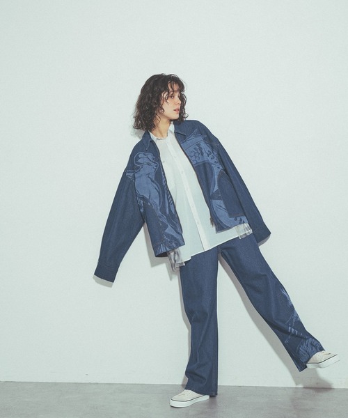 niko and...(ニコアンド)の「モチーフデニムブルゾン by MAO KAWASAKI(ブルゾン・レディース・ライトブルー/ブルー・MEDIUM/LARGE)」の6枚目の写真