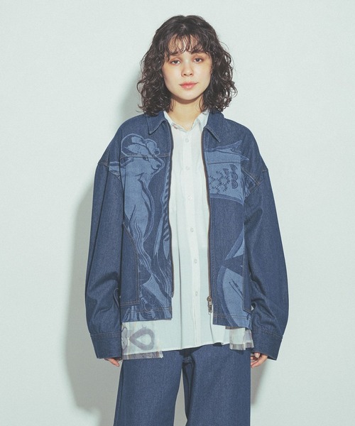 niko and...(ニコアンド)の「モチーフデニムブルゾン by MAO KAWASAKI(ブルゾン・レディース・ライトブルー/ブルー・MEDIUM/LARGE)」の9枚目の写真