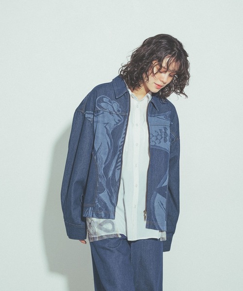 niko and...(ニコアンド)の「モチーフデニムブルゾン by MAO KAWASAKI(ブルゾン・レディース・ライトブルー/ブルー・MEDIUM/LARGE)」の10枚目の写真