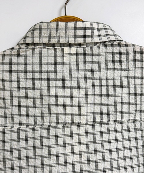 ReRe(リリ)の「サッカー素材チェック柄半袖シャツ(シャツ/ブラウス・レディース・グレー・MEDIUM/LARGE/X-LARGE)」の5枚目の写真