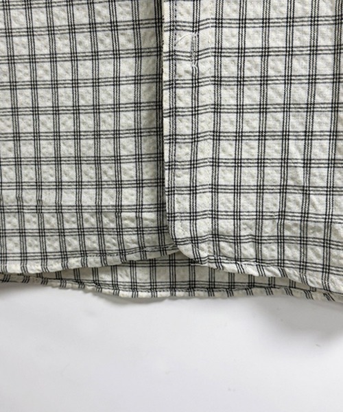 ReRe(リリ)の「サッカー素材チェック柄半袖シャツ(シャツ/ブラウス・レディース・グレー・MEDIUM/LARGE/X-LARGE)」の6枚目の写真