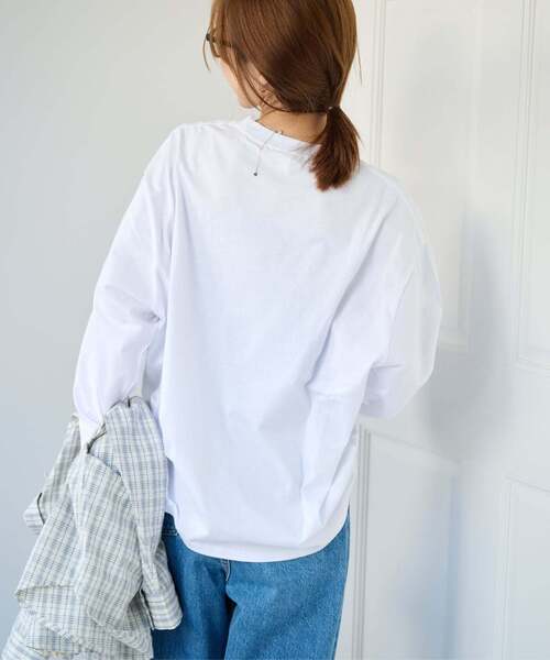 OUTDOOR PRODUCTS（アウトドアプロダクツ）の「BORDER&PLANEWIDE ロンTEE（Tシャツ/カットソー・レディース・スカイブルー/ホワイト/チャコールグレー・FREE）」の4枚目の写真