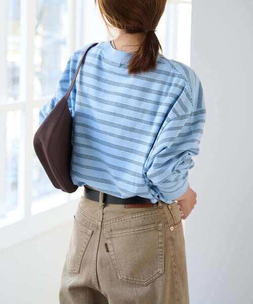 OUTDOOR PRODUCTS（アウトドアプロダクツ）の「BORDER&PLANEWIDE ロンTEE（Tシャツ/カットソー・レディース・スカイブルー/ホワイト/チャコールグレー・FREE）」の16枚目の写真